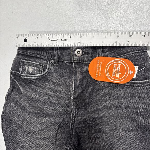 Wonder Nation Skate Fit Jeans Boys 8 Faded Black Denim Adjustable Waist Distress - Picture 7 of 12